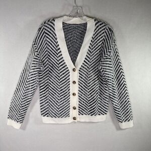 Black & White Chevron Cardigan Cozy Minimalist Core Drop Shoulder No Tags